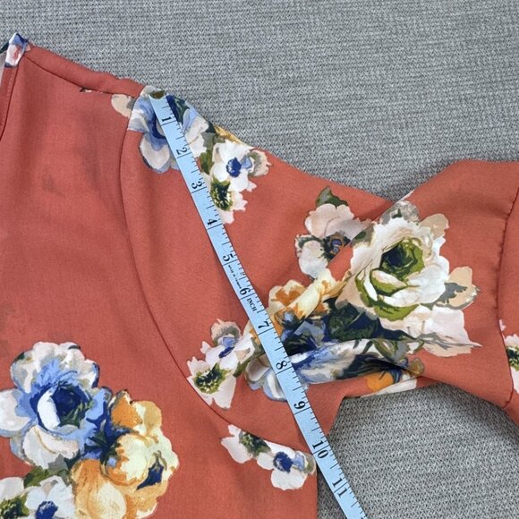 Zenobia Tunic Top Womens Coral Floral Bell Sleeve Boat Neck Tie Closure 3XL NWT - Picture 14 of 14